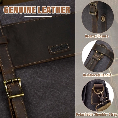 Nachrichtenbüchse für Männer,Vintage-Leinwand Lederleinwand Laptop Tasche Schultertasche Geschäftskoffer