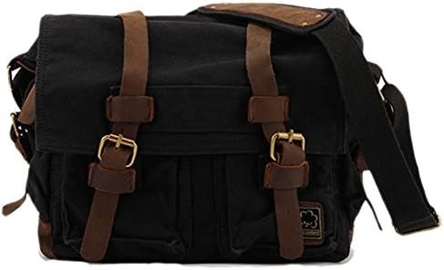 Vintage Militärleder Leinwand Laptop-Tasche Messenger-Taschen Medium