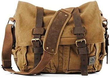 Vintage Militärleder Leinwand Laptop-Tasche Messenger-Taschen Medium