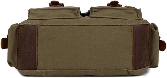 Vintage Militärleder Leinwand Laptop-Tasche Messenger-Taschen Medium