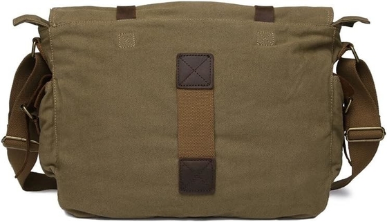 Vintage Militärleder Leinwand Laptop-Tasche Messenger-Taschen Medium