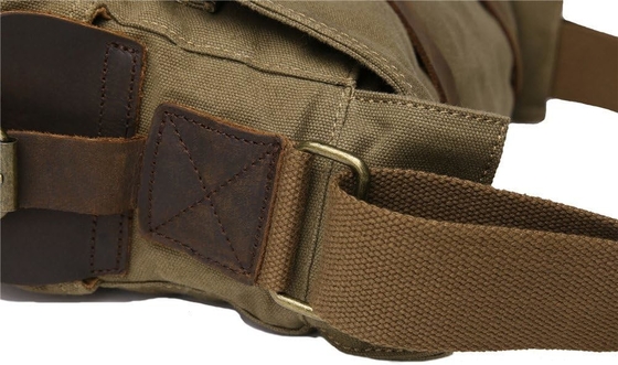 Vintage Militärleder Leinwand Laptop-Tasche Messenger-Taschen Medium