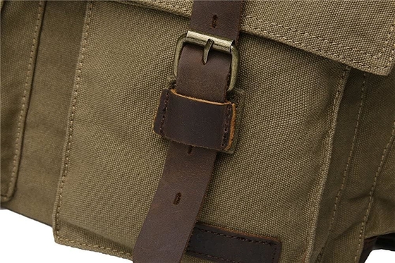 Vintage Militärleder Leinwand Laptop-Tasche Messenger-Taschen Medium