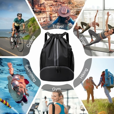 HOEDIA SPORTS DRAWSTRING-Rücksack - STRING SWIM GYM-TASCH mit Schuhfach und feuchtschutzfähiger Tasche für Frauen und Männer