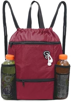 BEEGREEN DRAWSTRING-BACK-GYM-BAG, LARGE SPORTS BAG, STRING RACKBACK CINCH BAG für Männer und Frauen Rot