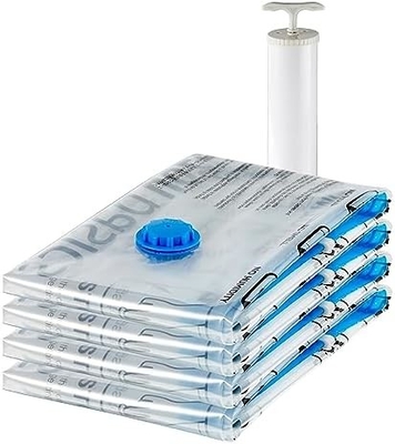 Amazon Basics Vakuum-Komprimierung Reißverschluss-Storage-Taschen mit Handpumpe, mittlere, 5-Pack, weiß, Himmelblau