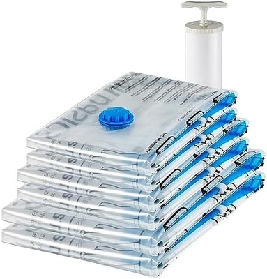 Amazon Basics Vakuum-Komprimierung Reißverschluss-Storage-Taschen mit Handpumpe, mittlere, 5-Pack, weiß, Himmelblau