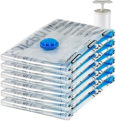 Amazon Basics Vakuum-Komprimierung Reißverschluss-Storage-Taschen mit Handpumpe, mittlere, 5-Pack, weiß, Himmelblau