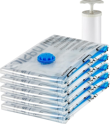 Amazon Basics Vakuum-Komprimierung Reißverschluss-Storage-Taschen mit Handpumpe, mittlere, 5-Pack, weiß, Himmelblau