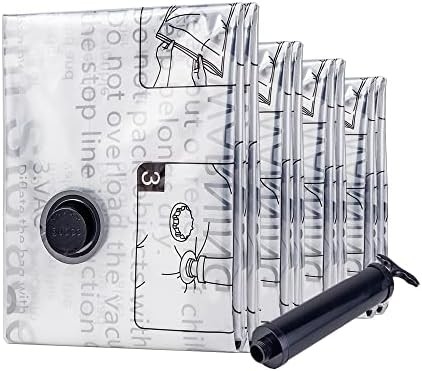 SUOCO 8 mittlere Vakuumspeicherbeutel, Raum spart Taschen mit Reisehandpumpe, Kompressionsluftdichte Versiegelungsbeutel für Kleidung