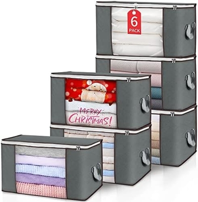 90L große Lagertaschen, 6 Packungen Kleidung Lagertaschen Klappschrank-Organisatoren Lagertaschen mit verstärktem Griff