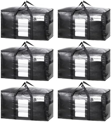 TAILI Extragroße Bewegungsbeutel, 4 Pakete Schwergewichts-Taschen für die Lagerung mit sichtbarem Fenster, Umwicklungsgriffe, Lagertasche
