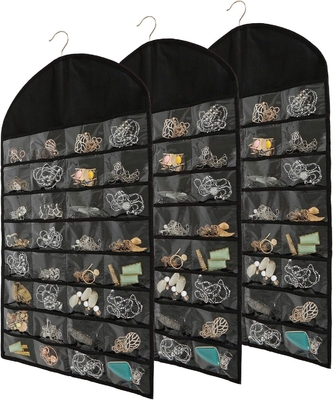 FORAINEAM 3 Packung HANGENDE JEWELERY ORGANIZER 32 Taschen 18 Haken und Schleifen HALTEN HALTER EARRINGS Armbandring Anzeige