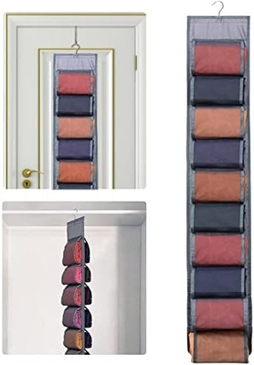 Legging Storage Organisator für Schrank, Hanging Schrank Organisator System, Graue Kleidung Schränke Halter mit 20 Rollen