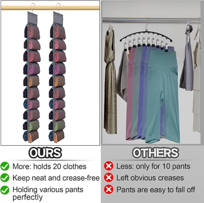 Legging Storage Organisator für Schrank, Hanging Schrank Organisator System, Graue Kleidung Schränke Halter mit 20 Rollen