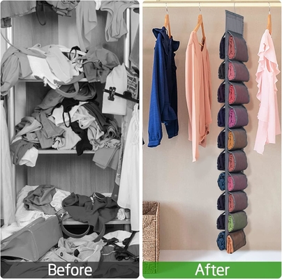 Legging Storage Organisator für Schrank, Hanging Schrank Organisator System, Graue Kleidung Schränke Halter mit 20 Rollen