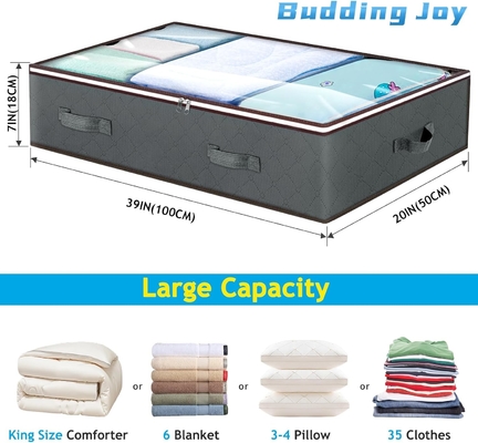 Budding Joy 90L Unterbett-Speicherbehälter, Schrank-Organisatoren und Lagerbehälter, klappbare Unterbett-Speicherbeutel für
