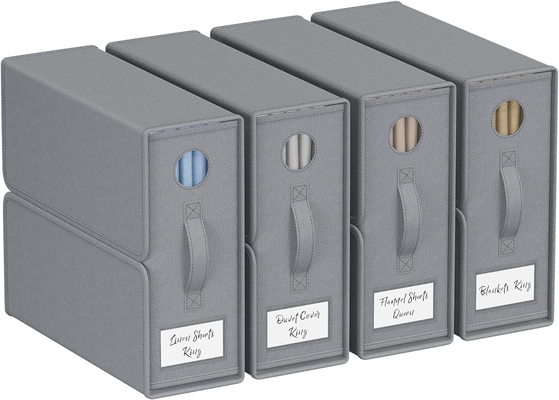 Lederorganisator und Lagerung, 4-Pack, König/Königin Größe (Grau), Lederorganisator, Stofflagerbehälter für Leder,