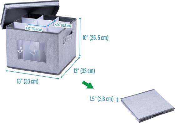 VENO 2 Pack Wine Glass Storage Box mit Deckel und Griff, Glaswaren, China Organizer, ideal zum Bewegen, Transport.