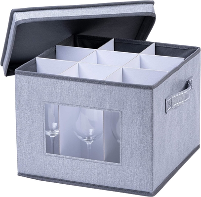 VENO 2 Pack Wine Glass Storage Box mit Deckel und Griff, Glaswaren, China Organizer, ideal zum Bewegen, Transport.
