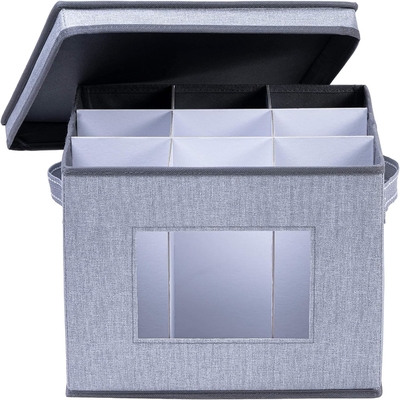 VENO 2 Pack Wine Glass Storage Box mit Deckel und Griff, Glaswaren, China Organizer, ideal zum Bewegen, Transport.