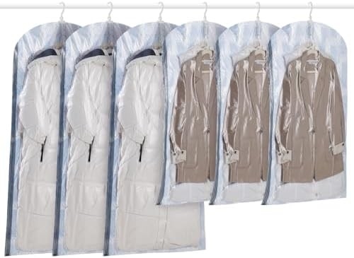 TAILI Hängende Vakuumspeicherbeutel Raum spart Taschen, Satz von 4 (2 lang, 2 kurz), klare Vakuumsiegelbeutel für Kleidung