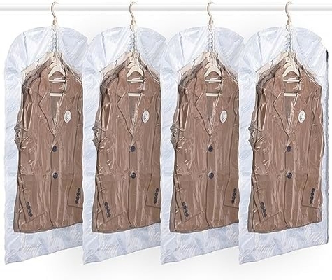 TAILI Hängende Vakuumspeicherbeutel Raum spart Taschen, Satz von 4 (2 lang, 2 kurz), klare Vakuumsiegelbeutel für Kleidung