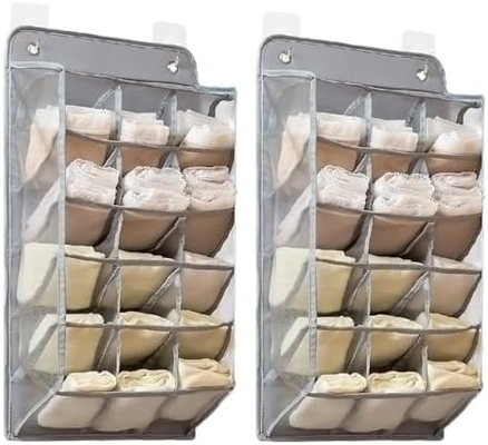3D NEUE HANGENDE KLEIDER-ORGANISATOR mit 3D-MESH-Taschen, Wandregal Kleiderschrank HANGENDE Lagertasche (BEIGE-2PACK)
