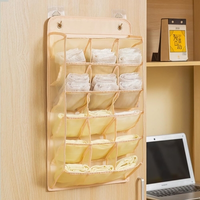 3D NEUE HANGENDE KLEIDER-ORGANISATOR mit 3D-MESH-Taschen, Wandregal Kleiderschrank HANGENDE Lagertasche (BEIGE-2PACK)