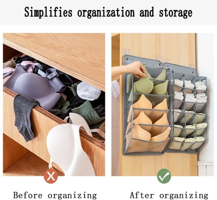 3D NEUE HANGENDE KLEIDER-ORGANISATOR mit 3D-MESH-Taschen, Wandregal Kleiderschrank HANGENDE Lagertasche (BEIGE-2PACK)