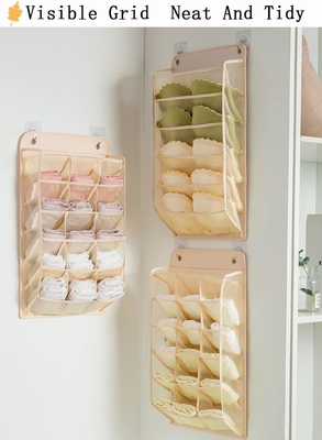3D NEUE HANGENDE KLEIDER-ORGANISATOR mit 3D-MESH-Taschen, Wandregal Kleiderschrank HANGENDE Lagertasche (BEIGE-2PACK)