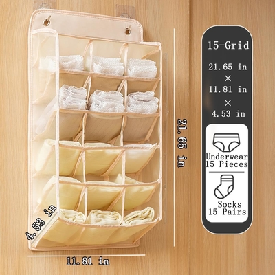 3D NEUE HANGENDE KLEIDER-ORGANISATOR mit 3D-MESH-Taschen, Wandregal Kleiderschrank HANGENDE Lagertasche (BEIGE-2PACK)