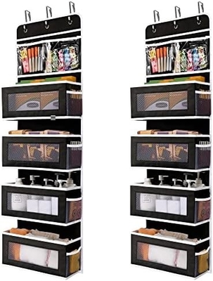 JARLINK 2 Pack 5-Regal über Tür Hängender Organisator, Klappwandmontage 4 Große Tasche Großkapazität Speicher mit PVC