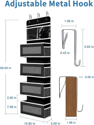JARLINK 2 Pack 5-Regal über Tür Hängender Organisator, Klappwandmontage 4 Große Tasche Großkapazität Speicher mit PVC