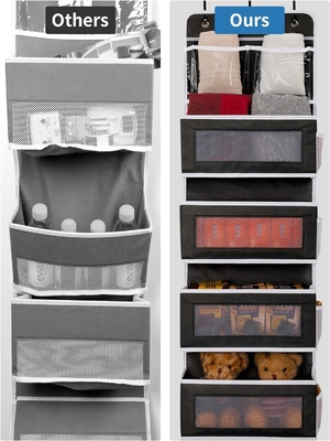 JARLINK 2 Pack 5-Regal über Tür Hängender Organisator, Klappwandmontage 4 Große Tasche Großkapazität Speicher mit PVC