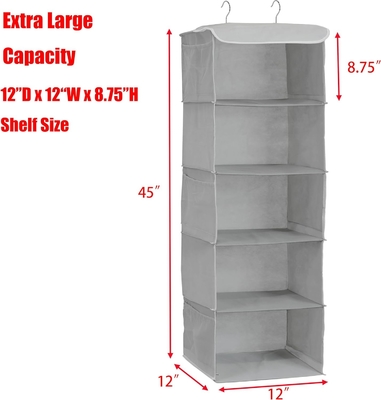 Einfache Haushaltsgeräte 5 Regalen Hängender Schrank ORGANIZATOR, GRÄU