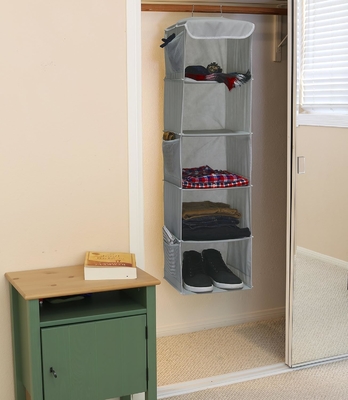 Einfache Haushaltsgeräte 5 Regalen Hängender Schrank ORGANIZATOR, GRÄU