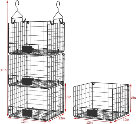Sonyabecca 3-Tier Hängende Schrank-Organisator mit Namensschild, Kleider Hängende Regale 5 S Haken, Wandmontage & Schrank
