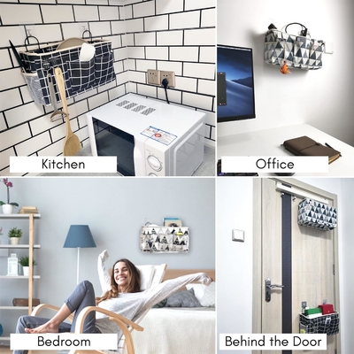 2 PCS Hängende Körbe zur Organisation, Stoff Wandlagerkorb, Wandorganisator für Schrank, Küche, Schlafzimmer, Büro,