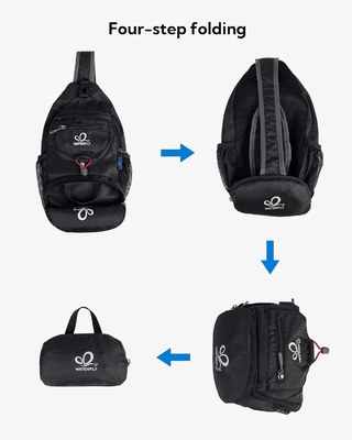 WATERFLY Packbar KLEINER KREISENFÜGER Sling Rucksack Schulter Brusttasche Tagesack für Wandern Reisen