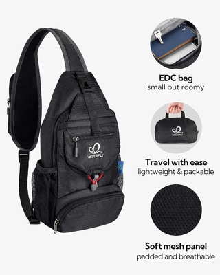 WATERFLY Packbar KLEINER KREISENFÜGER Sling Rucksack Schulter Brusttasche Tagesack für Wandern Reisen