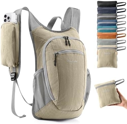 10L Kleiner Reisetasche Reisetasche Tagestasche Leichtgewicht Packable Rucksack für Frauen Männer ((Beige)