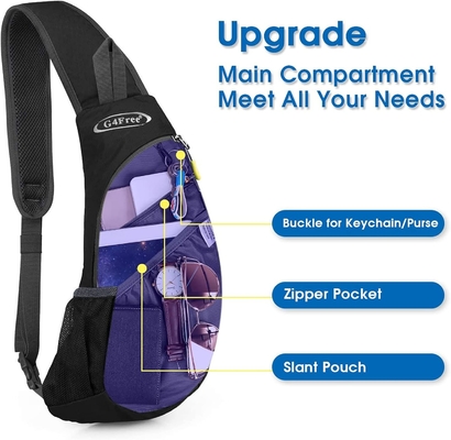 G4Free Sling-Taschen Männer und Frauen Schulter Rucksack Kleiner Kreuzkörper Brust Sling Rucksack (Schwarz)