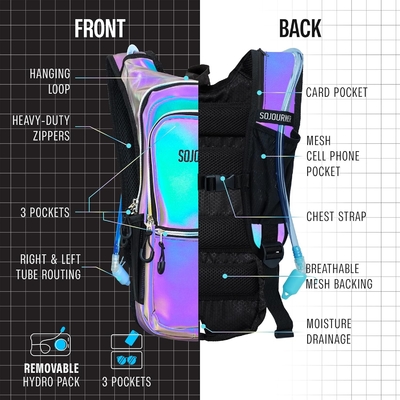 Sojourner Hydratation Pack, Hydratations Rucksack - Wasser Rucksack mit 2l Hydratationsblase, Festival Essential - Rave