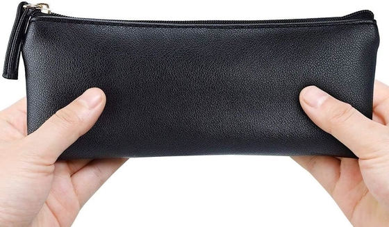 MROCO Bleistiftbeutel Bleistiftbeutel Schwarzer Bleistiftbeutel PU Lederstiftbeutel Kleiner Reißverschlussbeutel für Bleistifte, Stifte, Marker, Makeu