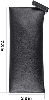 MROCO Bleistiftbeutel Bleistiftbeutel Schwarzer Bleistiftbeutel PU Lederstiftbeutel Kleiner Reißverschlussbeutel für Bleistifte, Stifte, Marker, Makeu