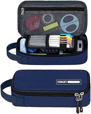 ECHSRT Großes Bleistiftgehäuse, ästhetischer Stiftbeutel mit großer Kapazität, minimalistischer tragbarer Briefpapierbeutel mit Griff für