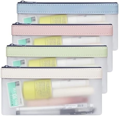 Classycoo Bleistiftkoffer 4 Packung Reißverschluss Bleistiftbeutel, Multifunktionaler Klar-Stift-Tasche Organisator Schreibwaren Lagertasche