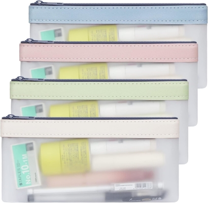 Classycoo Bleistiftkoffer 4 Packung Reißverschluss Bleistiftbeutel, Multifunktionaler Klar-Stift-Tasche Organisator Schreibwaren Lagertasche
