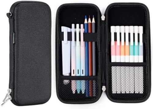 Idream365 Upgraded Hard Pencil Case Box für Erwachsene,Haltbarer Stift mit Reißverschluss schwarz